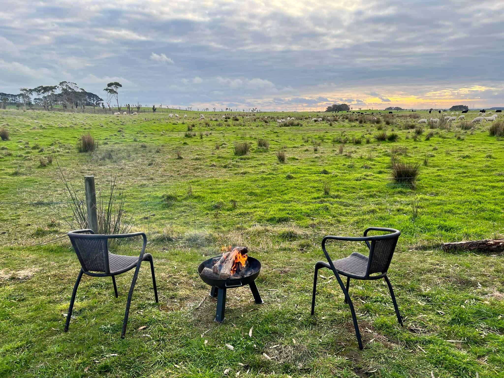 Firepit overlooking the farmland